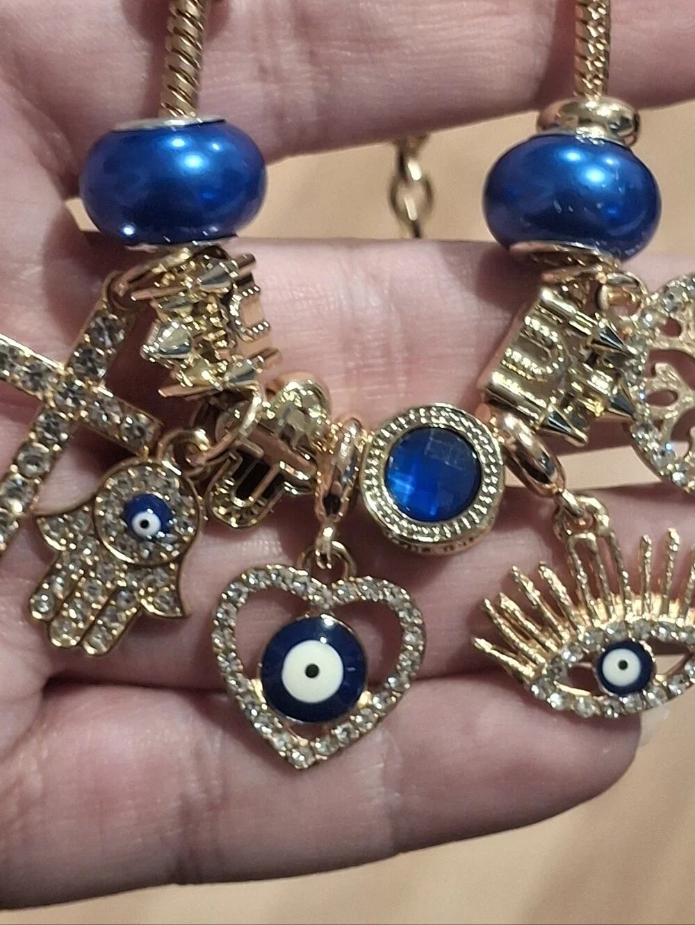 Evil Eye Gold Plated Charm Bracelet
